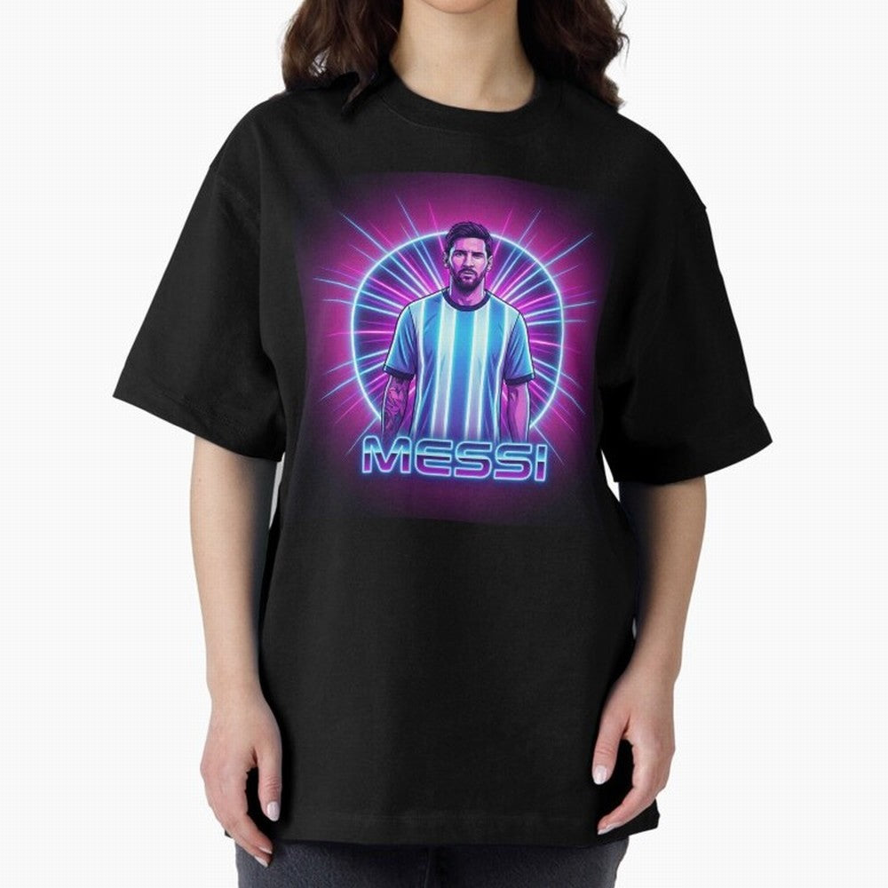 ?Argentina Football Legend Messi Cyberpunk Retro Futurist Design (Version 4) Classic T-Shirt Stand with FIFA World Cup 2026 Group Stage Made for CR7, Brazil, Portugal and Argentina Energy, Football Passion, Legendary Performances, Festival Vibes