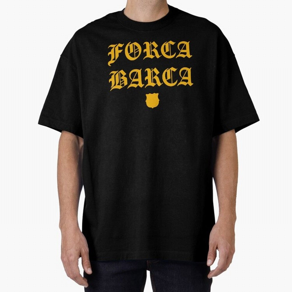 Forca Barca Oversized T-Shirt Celebrate Unforgettable Nights in Global Football Passion for FIFA World Cup 2026 USA Canada Mexico, with CR7, Spain and Netherlands, Football Festival Excitement, Trophy Ambitions, Country Rivalries and Star Player