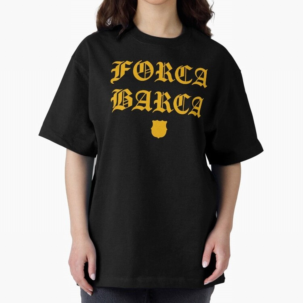 Forca Barca Oversized T-Shirt Celebrate Unforgettable Nights in Global Football Passion for FIFA World Cup 2026 USA Canada Mexico, with CR7, Spain and Netherlands, Football Festival Excitement, Trophy Ambitions, Country Rivalries and Star Player