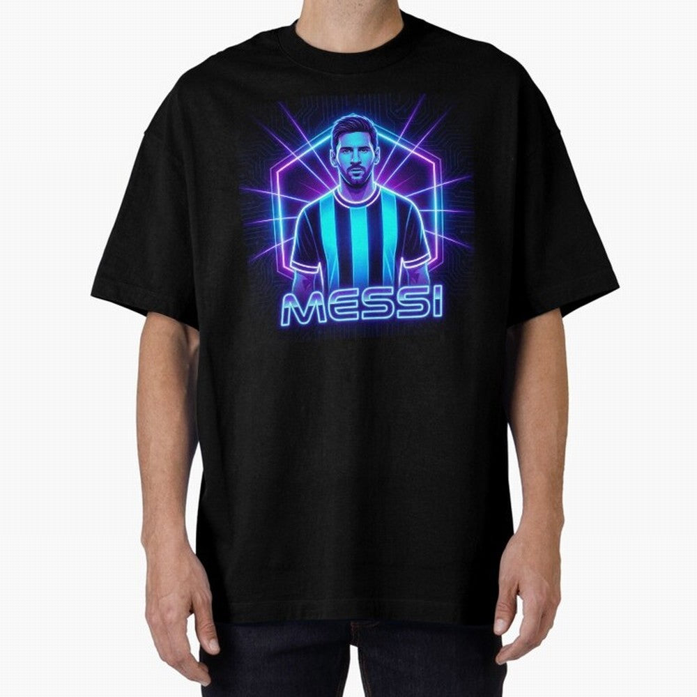 ?Argentina Football Legend Messi Cyberpunk Retro Futurist Design (Version 2) Classic T-Shirt Carry the Dream of Match Day Hype around FIFA World Cup 2026 Group Stage, Haaland and Mbappe, Spain and Netherlands, Classic Soccer Heritage, Championship