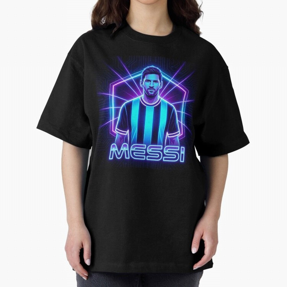 ?Argentina Football Legend Messi Cyberpunk Retro Futurist Design (Version 2) Classic T-Shirt Carry the Dream of Match Day Hype around FIFA World Cup 2026 Group Stage, Haaland and Mbappe, Spain and Netherlands, Classic Soccer Heritage, Championship