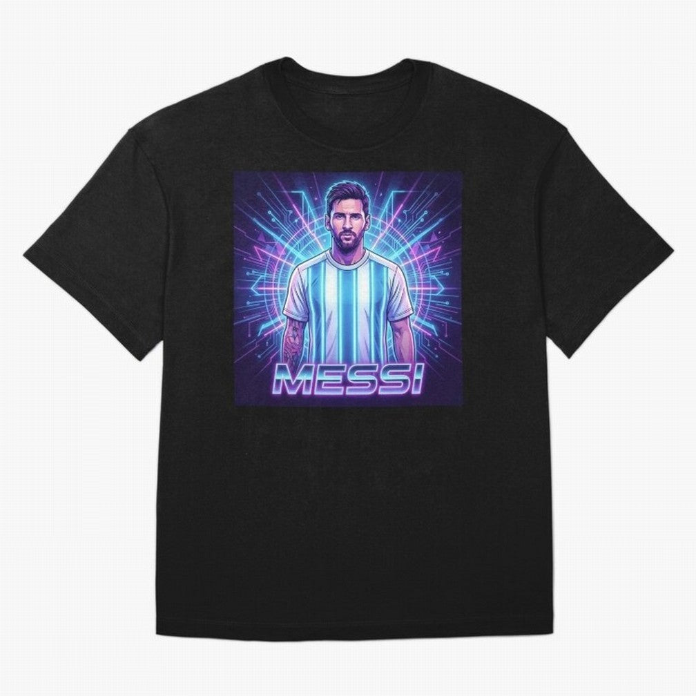 ?Argentina Football Legend Messi Cyberpunk Retro Futurist Design Classic T-Shirt Experience FIFA World Cup 2026 Spirit, Highlighting England, Messi, Neymar and Mbappe, Football History, Final Match Energy, Crowd Noise and Once in a Lifetime
