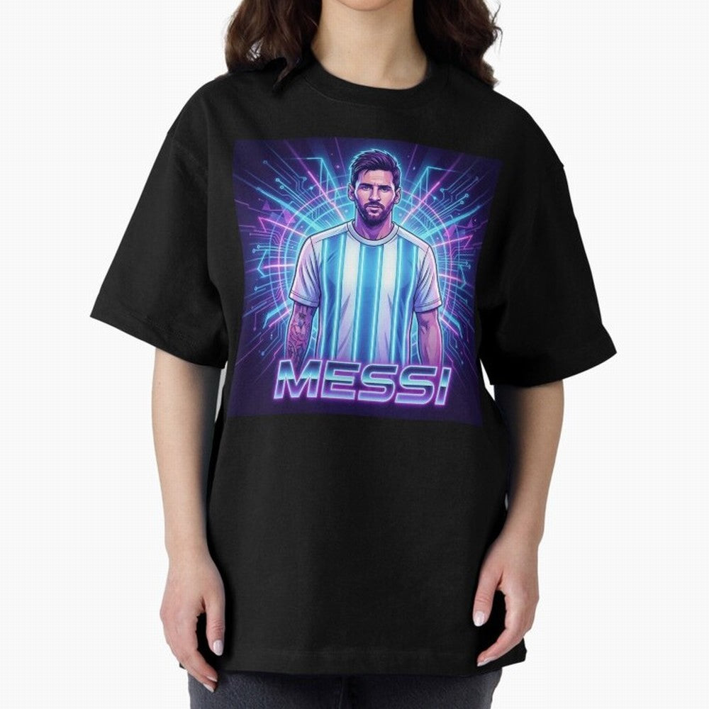?Argentina Football Legend Messi Cyberpunk Retro Futurist Design Classic T-Shirt Experience FIFA World Cup 2026 Spirit, Highlighting England, Messi, Neymar and Mbappe, Football History, Final Match Energy, Crowd Noise and Once in a Lifetime