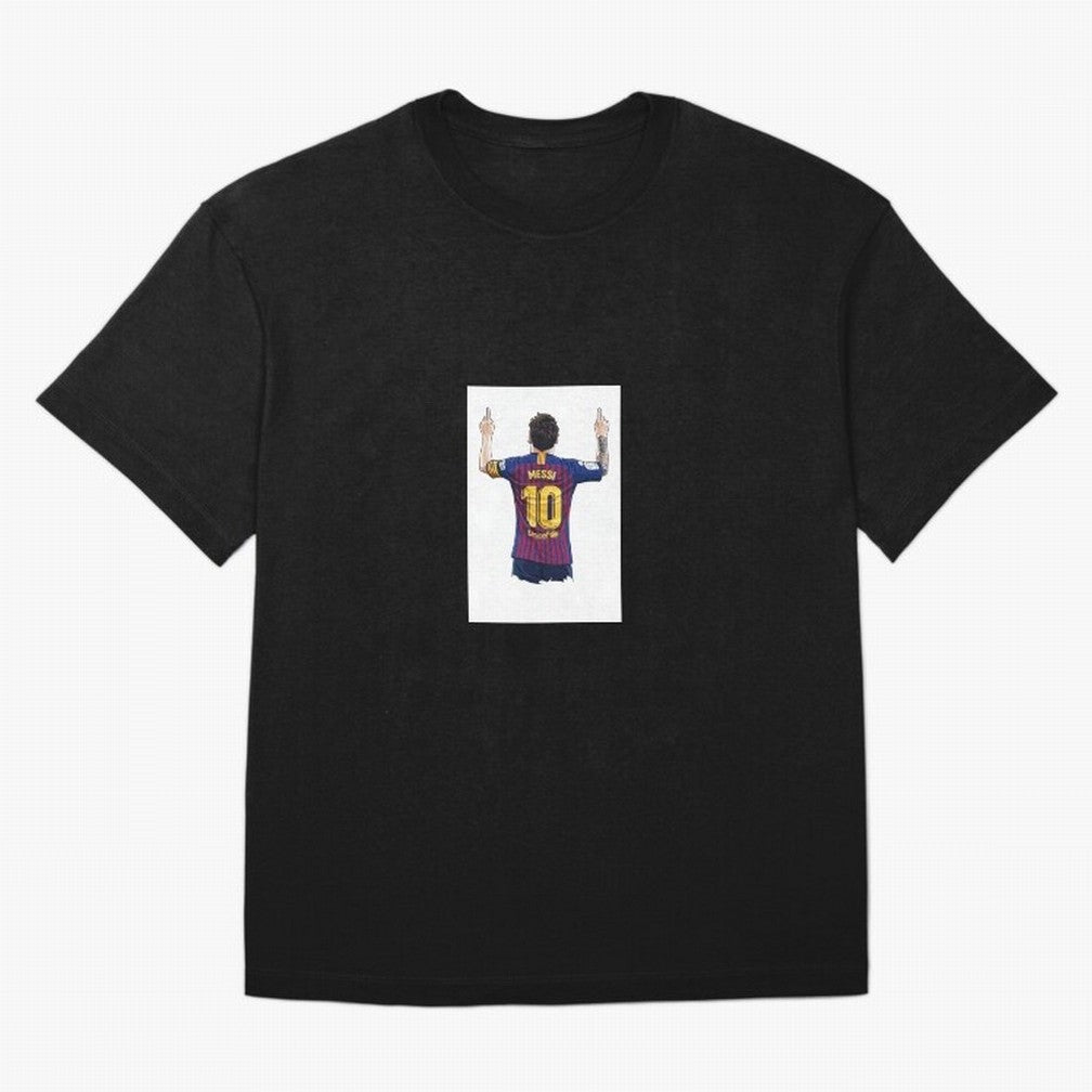 Lionel Messi Celebration Outline Barcelona FC Oversized T-Shirt Capture Stadium Memories from Match Day Hype around FIFA World Cup 2026 USA Canada Mexico, Cristiano Ronaldo, Haaland and CR7, Argentina and Brazil, Football Festival Excitement,