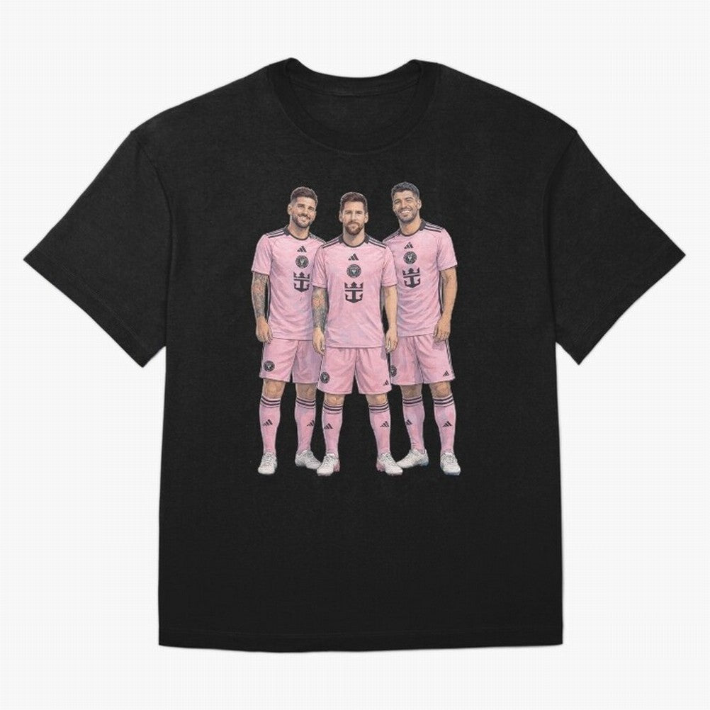 Messi, De Paul and Suarez Inter Miami artistic style ¨C MLS Soccer Oversized T-Shirt Relive the Noise and Pride of Global Football Passion for FIFA World Cup 2026 USA Canada Mexico, Highlighting CR7, Argentina, Global Supporter Spirit, Legendary