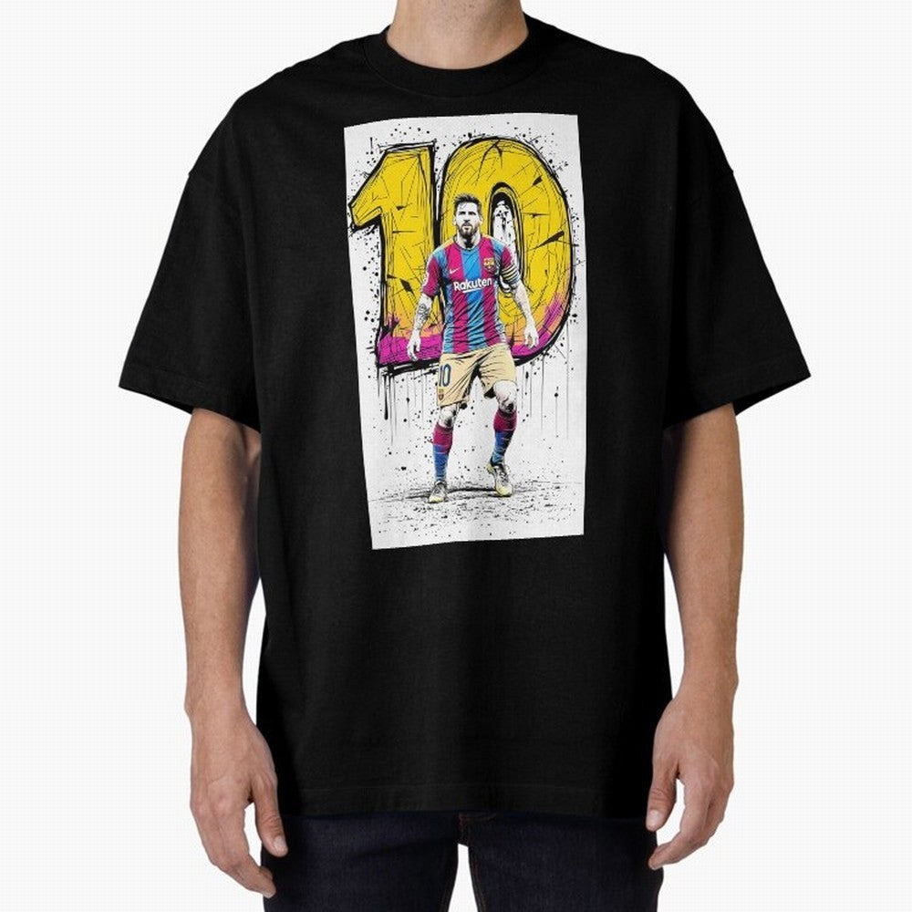 Lionel Messi Barcelona 10 Fan Art Oversized T-Shirt Cheer through Every Moment of FIFA World Cup 2026 Spirit, with England, Messi and Cristiano Ronaldo, Champion Mindset, Group Stage Buzz, Knockout Tension and Passionate Fan Culture; Great for