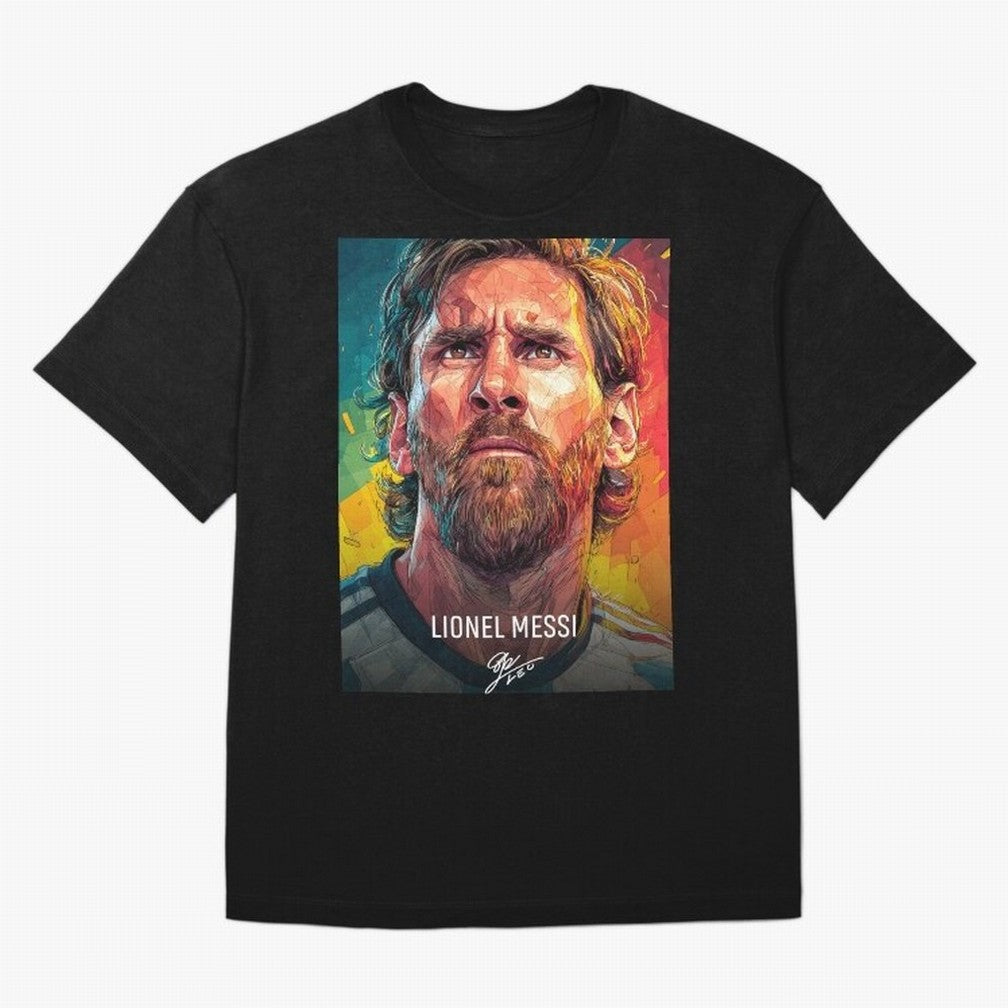 Lionel Messi Football Soccer Player Colorful Modern Portrait Classic T-Shirt Follow Every Goal of Match Day Hype around FIFA World Cup 2026 Group Stage, Haaland and Mbappe, Portugal, Match Day Excitement, Supporter Culture, Golden Goals and Global