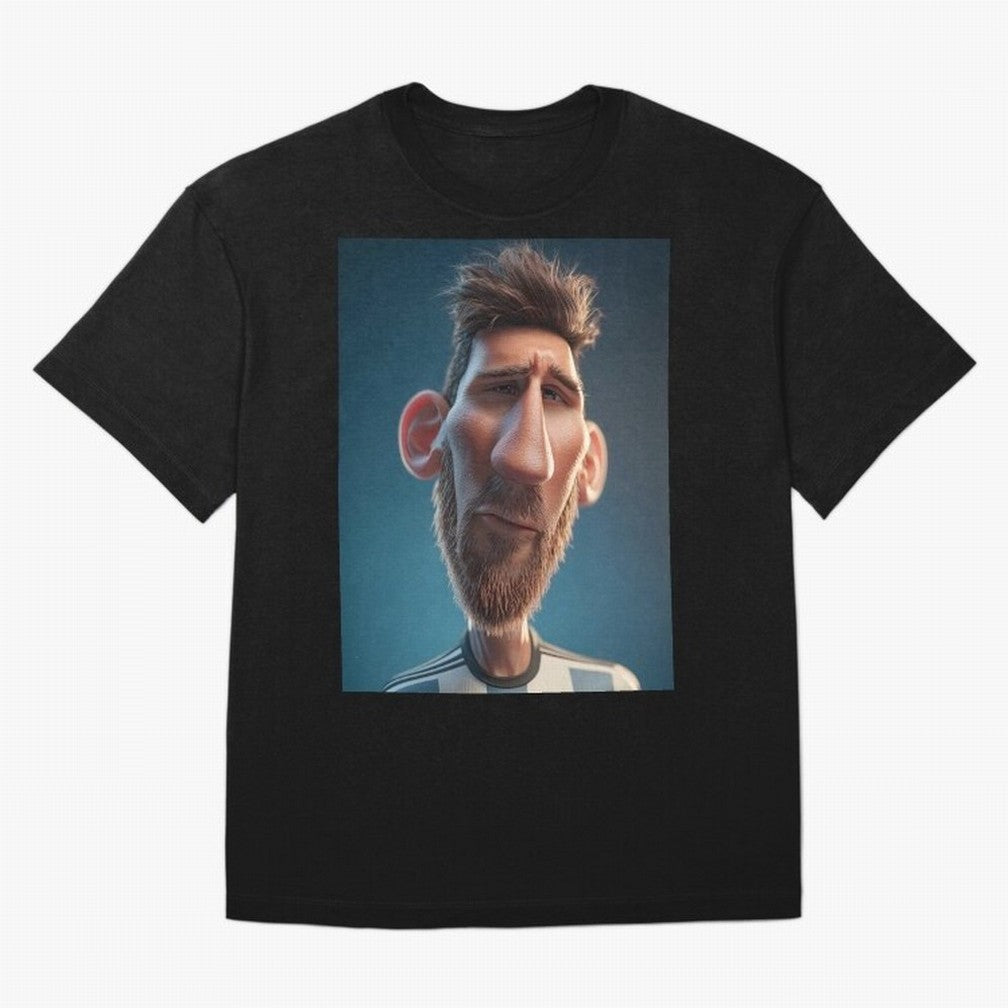 Lionel Messi Funny Soccer Cartoon Football Star Oversized T-Shirt Celebrate Global Football Passion for FIFA World Cup 2026 Group Stage, Driven by Messi, CR7 and Mbappe, Portugal, Stadium Memories, Football Loyalty, International Chants and
