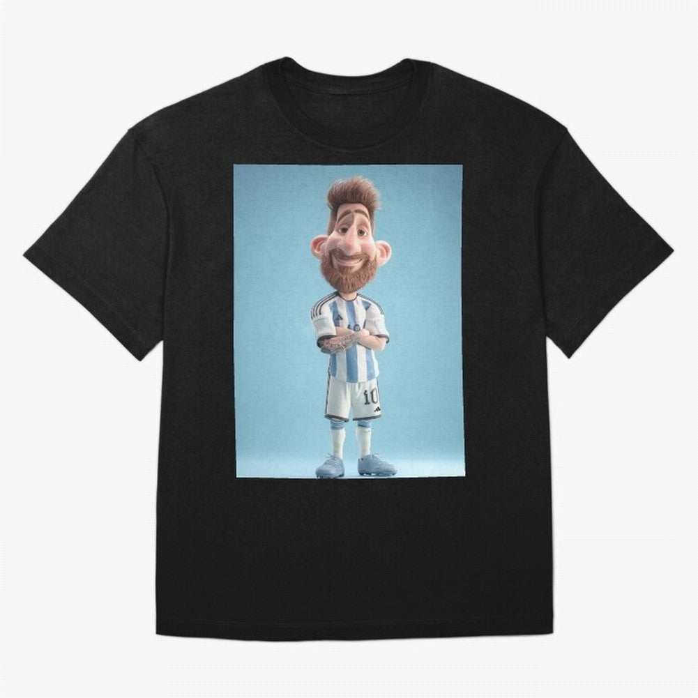 Lionel Messi Soccer Caricature Cartoon Football Legend Classic T-Shirt Feel Global Football Passion for FIFA World Cup 2026 USA Canada Mexico, Featuring CR7 and Messi, France and Portugal, Football Festival Excitement, Trophy Ambitions, Country