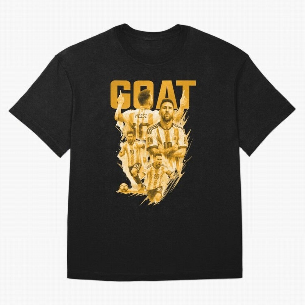 GOLD GOAT Lionel Messi watercolor illustration Oversized T-Shirt Show Match Day Excitement for FIFA World Cup 2026 Group Stage for Fans of Messi, Neymar and Mbappe and Brazil, Portugal and Argentina, Bringing Football History, Final Match Energy,