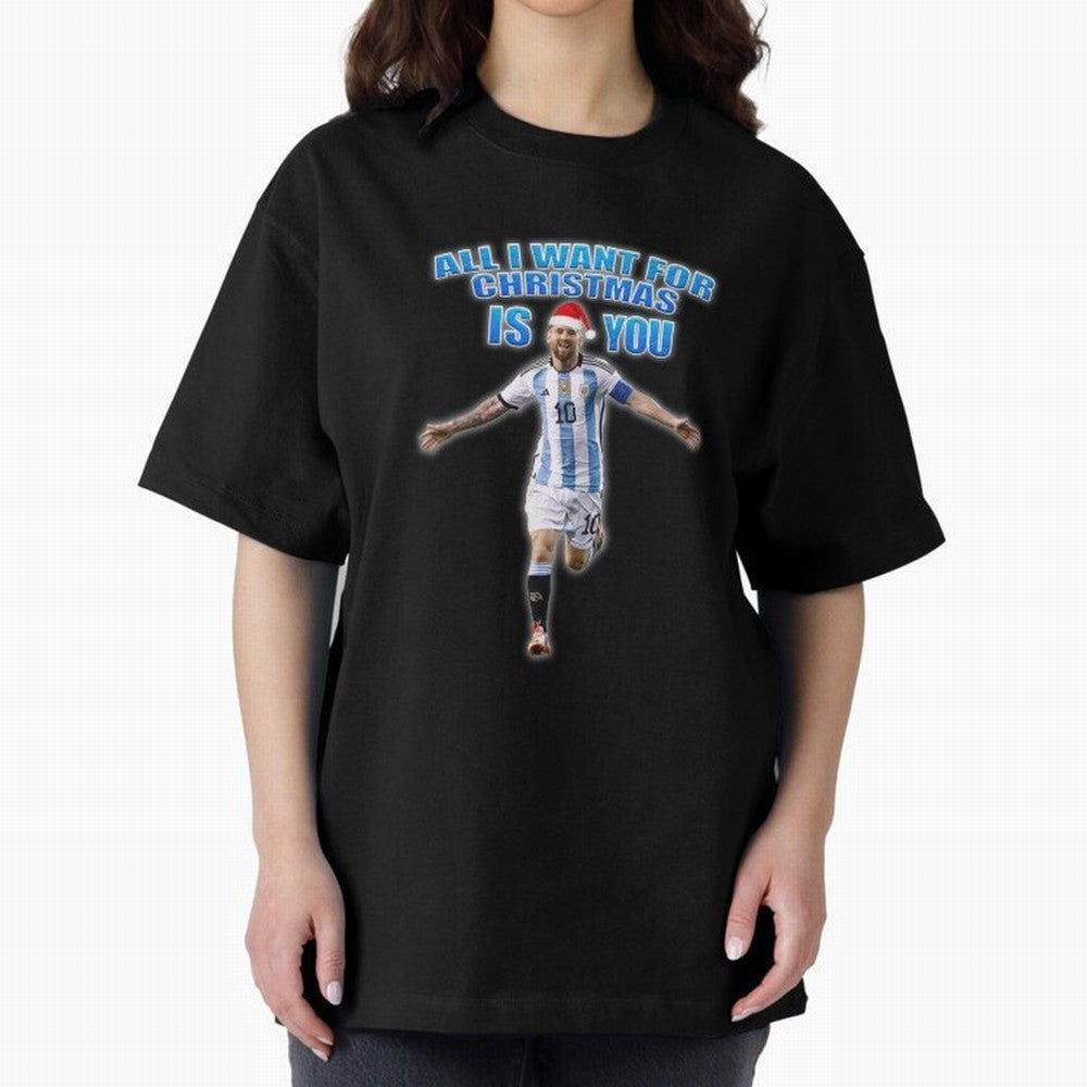 Lionel Messi Christmas Santa Claus Football Gift Oversized T-Shirt Create Match Day Hype around FIFA World Cup 2026, Messi, CR7 and Mbappe, Argentina and Brazil, Stadium Chants, National Pride, Trophy Dreams and Unforgettable Football Memories;
