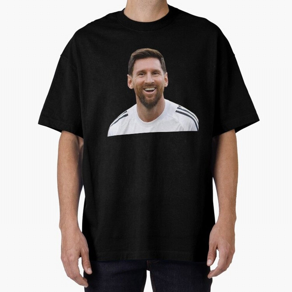 Lionel Messi smiling Oversized T-Shirt Celebrate Golden Goal Energy in FIFA World Cup 2026 USA Canada Mexico Capturing Cristiano Ronaldo, Haaland and CR7, Argentina, France and Brazil Energy, Match Day Excitement, Supporter Culture, Golden Goals