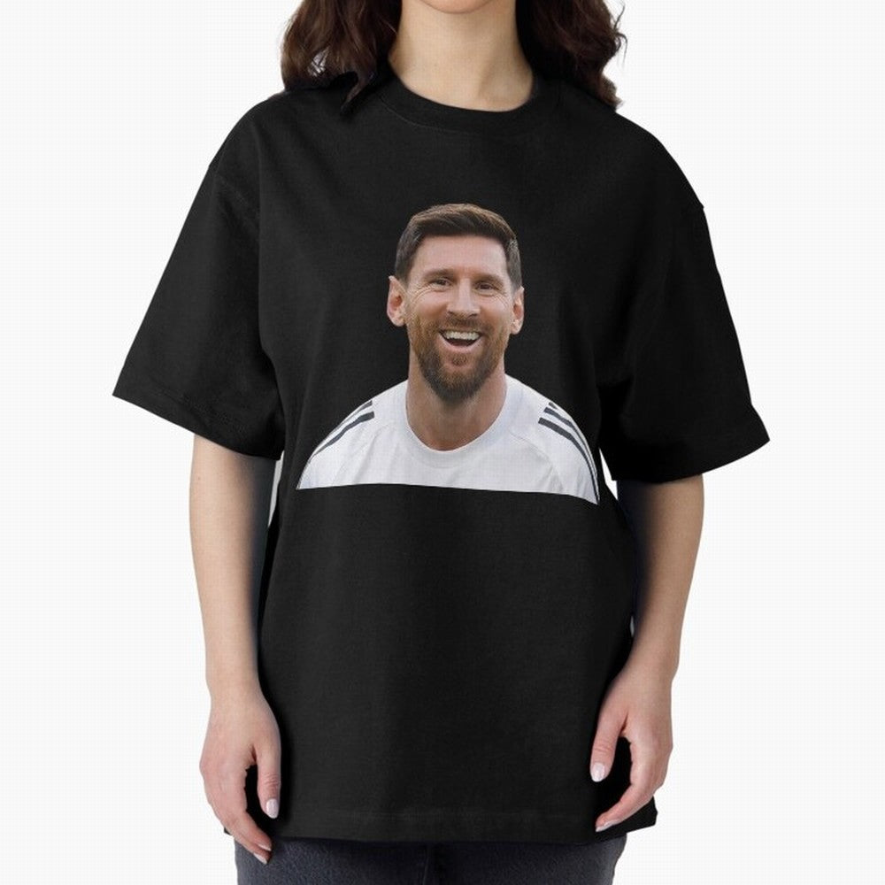 Lionel Messi smiling Oversized T-Shirt Celebrate Golden Goal Energy in FIFA World Cup 2026 USA Canada Mexico Capturing Cristiano Ronaldo, Haaland and CR7, Argentina, France and Brazil Energy, Match Day Excitement, Supporter Culture, Golden Goals