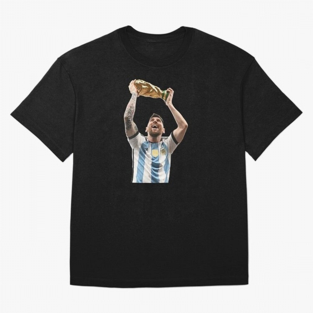 Lionel Messi lifting the World Cup Classic T-Shirt Feel the Trophy Chase of the FIFA World Cup 2026 USA Canada Mexico Journey through Neymar Highlights, Argentina, France and Brazil Pride, Stadium Memories, Football Loyalty, International Chants