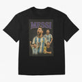 Lionel Messi Retro T-Shirt | 90s Football GOAT Collage Tee Boxy T-Shirt Spotlight Global Football Passion for FIFA World Cup 2026 USA Canada Mexico, with Messi and Cristiano Ronaldo, England, France and Netherlands, Soccer Culture, Superstar