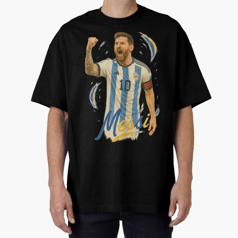 Lionel Messi Argentina Art ¨C Iconic World Cup Champion Tribute Design	 Oversized T-Shirt Celebrate Supporters United by FIFA World Cup 2026 USA Canada Mexico for Fans of Cristiano Ronaldo, Haaland and CR7 and England, Bringing Stadium Chants,
