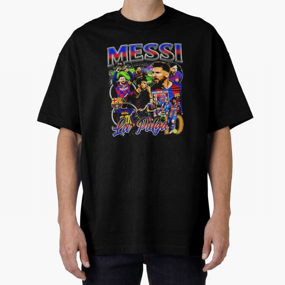 Lionel Messi La Pulga Oversized T-Shirt Follow Match Day Hype around FIFA World Cup 2026 Group Stage, Neymar, Haaland and Cristiano Ronaldo, Spain and Netherlands, Championship Spirit, Famous Goals, Roaring Crowds and International Football Unity;