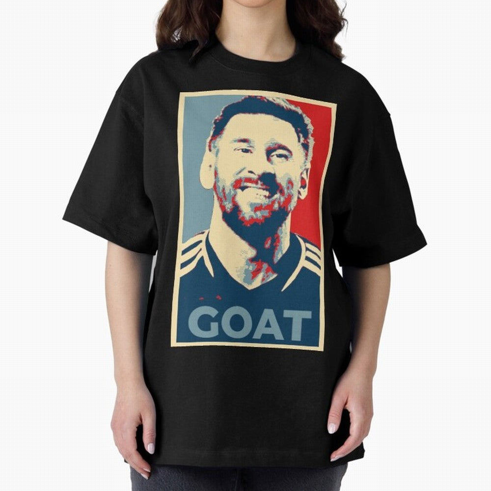 Messi - Hope Oversized T-Shirt Show Your Tournament Heart for FIFA World Cup 2026 USA Canada Mexico Highlighting Neymar, Brazil, Portugal and Argentina Energy, Stadium Memories, Football Loyalty, International Chants and Championship Tradition;