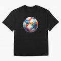 Football Soccer Ball Watercolor Illustration Drawing (Black BG) Oversized T-Shirt Relive Legendary Nights from FIFA World Cup 2026 for Fans of Cristiano Ronaldo and Brazil, Portugal and Argentina, Bringing Sports Nostalgia, International