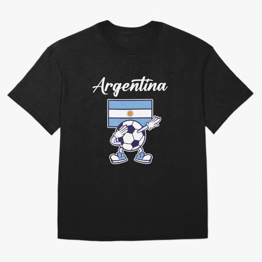 ARGENTINA - Dabbing Football Soccer Ball - ARGENTINA Oversized T-Shirt Celebrate Football Heritage in Match Day Hype around FIFA World Cup 2026 Group Stage, Mbappe, Netherlands, Worldwide Fan Energy, Dramatic Goals, Stadium Lights and Championship