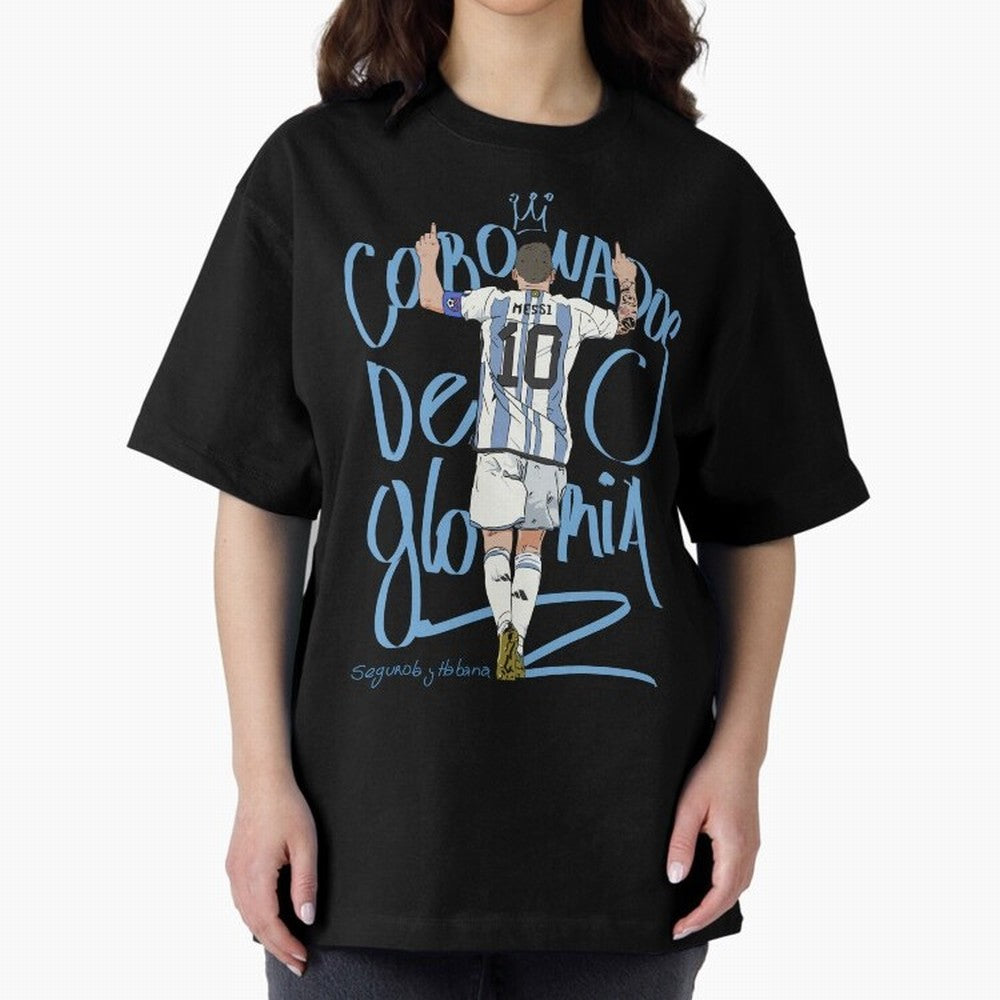 Messi, crowned with glory Active T-Shirt Show Championship Spirit for Match Day Hype around FIFA World Cup 2026, Messi, CR7 and Mbappe, Germany, Classic Soccer Heritage, Championship Pressure, Fan Loyalty and International Pride; Great for Watch