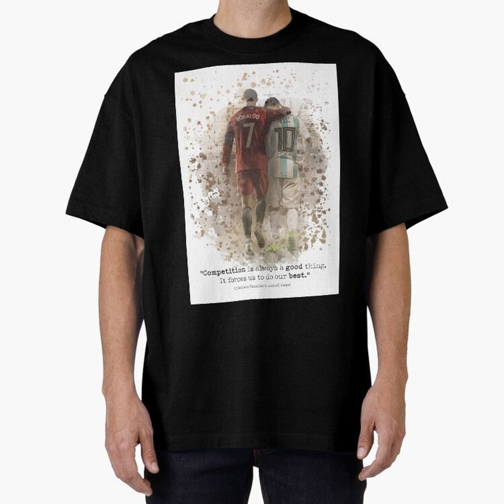 Cristiano Ronaldo Messi Soccer Quote Poster Oversized T-Shirt Make the Season About FIFA World Cup 2026 USA Canada Mexico Centered on Cristiano Ronaldo, Haaland and CR7, Argentina Energy, Championship Spirit, Famous Goals, Roaring Crowds and