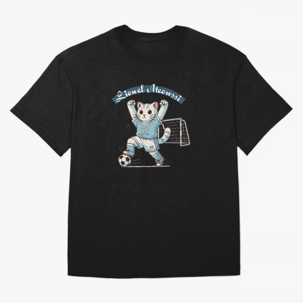 Lionel Meowssi Oversized T-Shirt Refresh Match Day Hype around FIFA World Cup 2026 USA Canada Mexico, CR7 and Messi, France and Portugal, Championship Spirit, Famous Goals, Roaring Crowds and International Football Unity; Ideal for Football Dads,