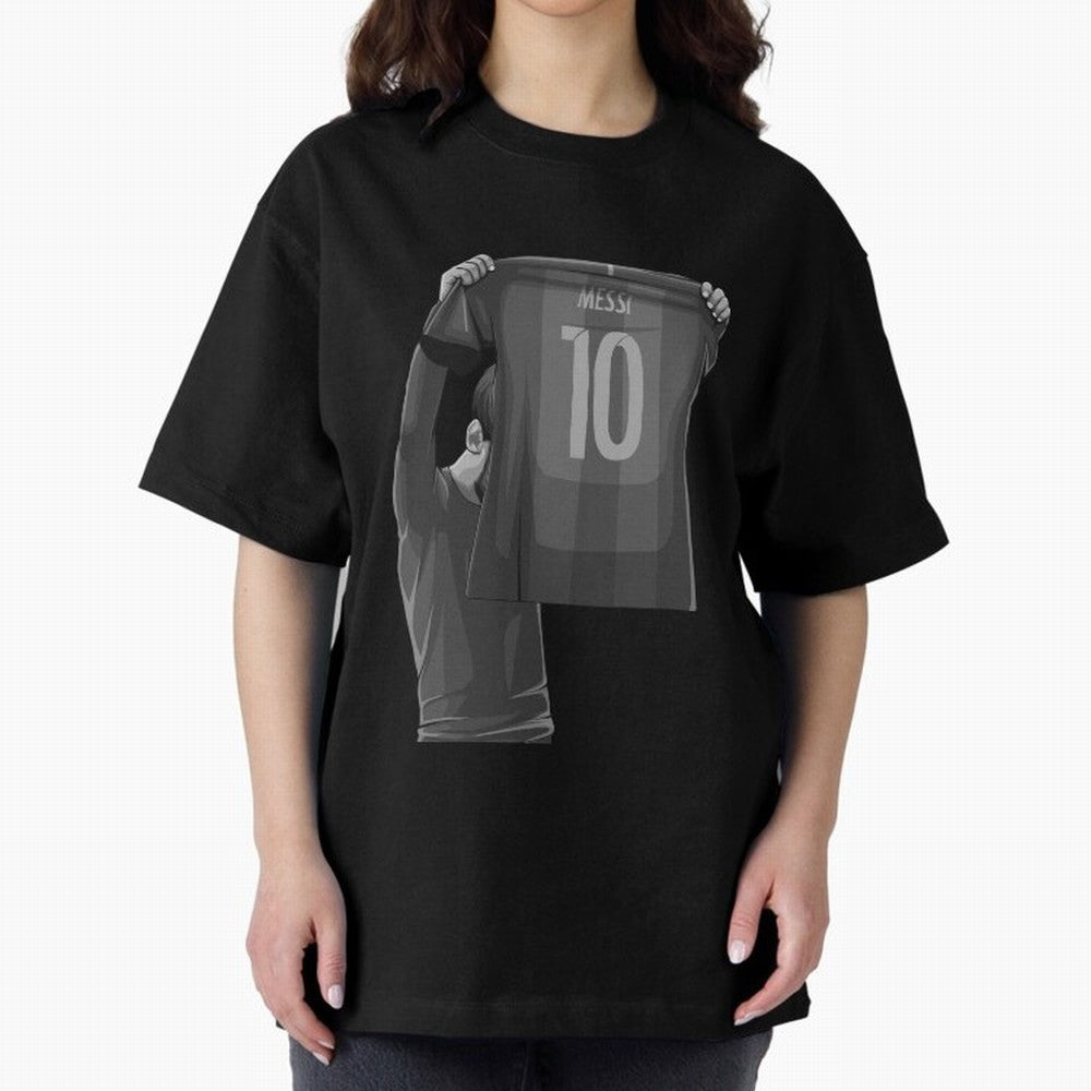 Lionel Messi Black and White Version Oversized T-Shirt Stand with FIFA World Cup 2026 USA Canada Mexico Centered on CR7, France Energy, Tournament Hype, Historic Matchups, Family Viewing Parties and Global Sports Pride; Perfect for Fans,
