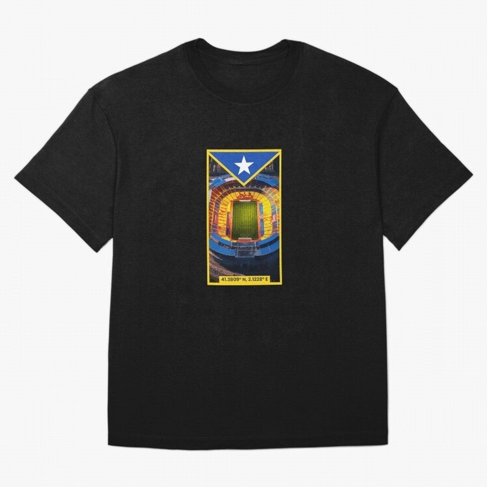 Barcelona Stadium Coordinates Graphic Essential T-Shirt Honor Champions and Dreams in FIFA World Cup 2026 USA Canada Mexico Built around Mbappe and Neymar, Germany Energy, Vintage Soccer Flavor, Modern Football Stars, National Flags and Final Night