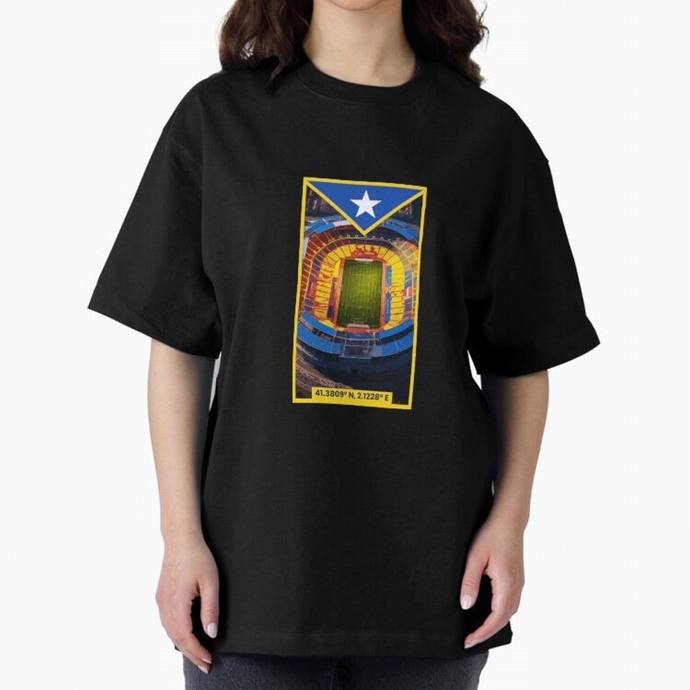 Barcelona Stadium Coordinates Graphic Essential T-Shirt Honor Champions and Dreams in FIFA World Cup 2026 USA Canada Mexico Built around Mbappe and Neymar, Germany Energy, Vintage Soccer Flavor, Modern Football Stars, National Flags and Final Night