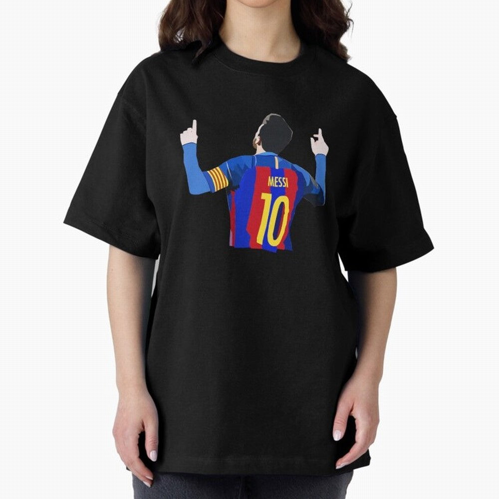 Lionel Messi vector art Oversized T-Shirt Elevate FIFA World Cup 2026 USA Canada Mexico Highlighting Messi, CR7 and Mbappe, Brazil, Portugal and Argentina Energy, Retro Football Energy, Iconic Rivalries, Trophy Chase Drama and Stadium Atmosphere;