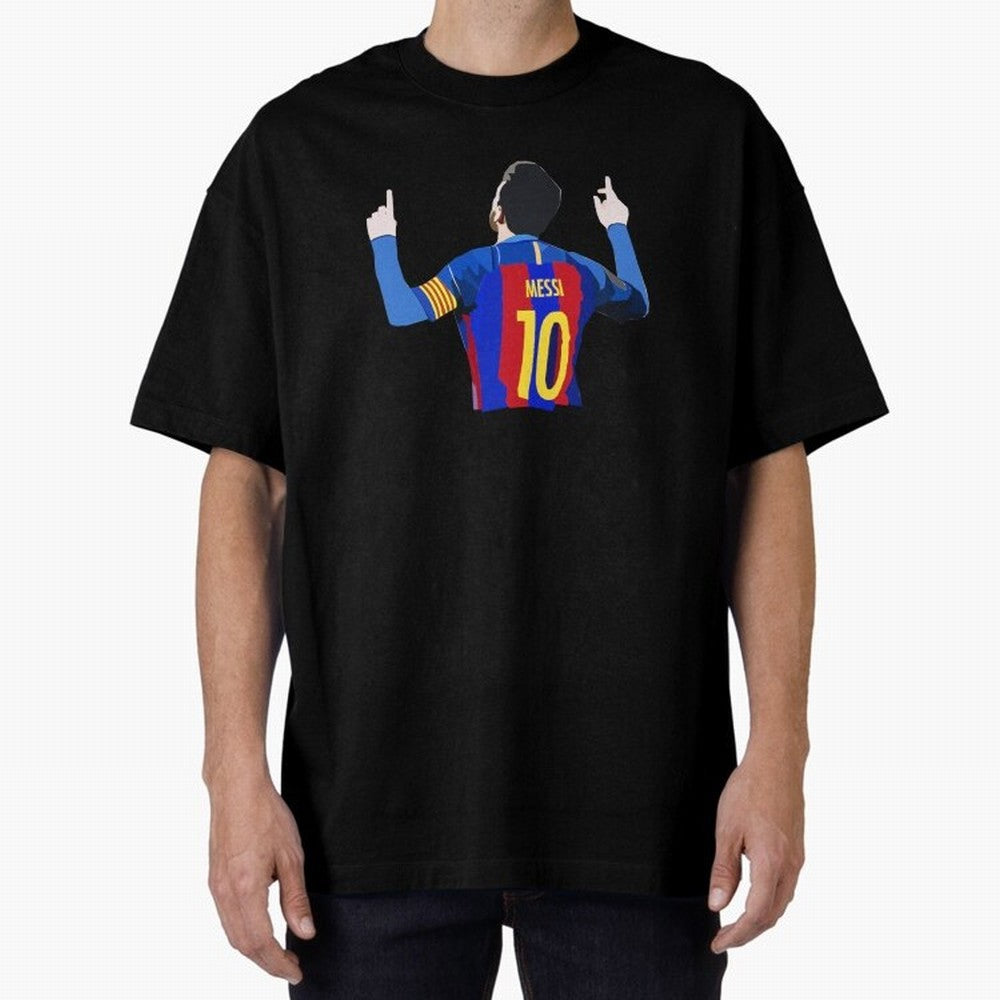 Lionel Messi vector art Oversized T-Shirt Elevate FIFA World Cup 2026 USA Canada Mexico Highlighting Messi, CR7 and Mbappe, Brazil, Portugal and Argentina Energy, Retro Football Energy, Iconic Rivalries, Trophy Chase Drama and Stadium Atmosphere;