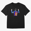 Lionel Messi vector art Oversized T-Shirt Elevate FIFA World Cup 2026 USA Canada Mexico Highlighting Messi, CR7 and Mbappe, Brazil, Portugal and Argentina Energy, Retro Football Energy, Iconic Rivalries, Trophy Chase Drama and Stadium Atmosphere;