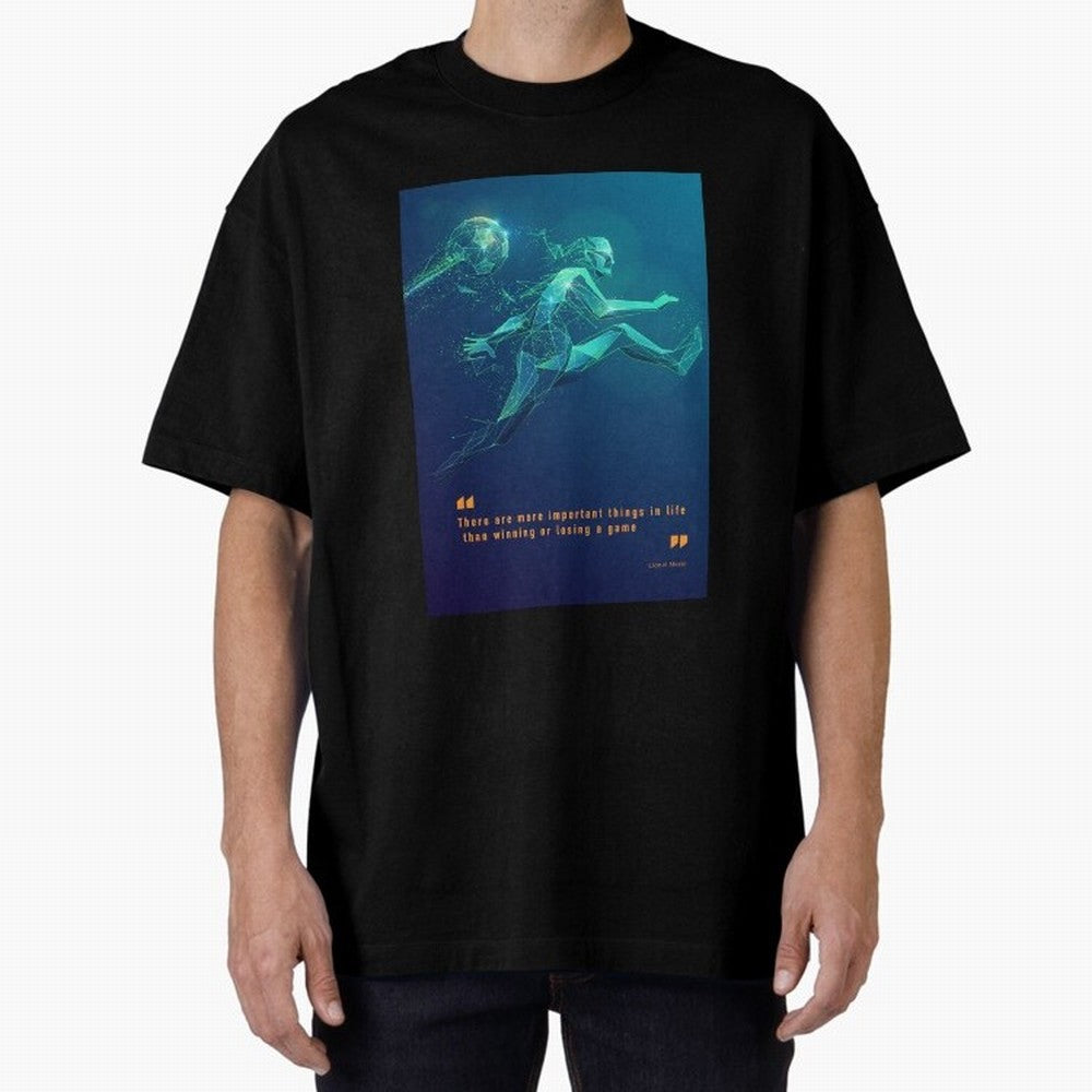 soccer football graphic Lionel Messi quotes Oversized T-Shirt Spotlight Global Football Passion for FIFA World Cup 2026 USA Canada Mexico, Connected to Mbappe, England and Germany, Tournament Hype, Historic Matchups, Family Viewing Parties and