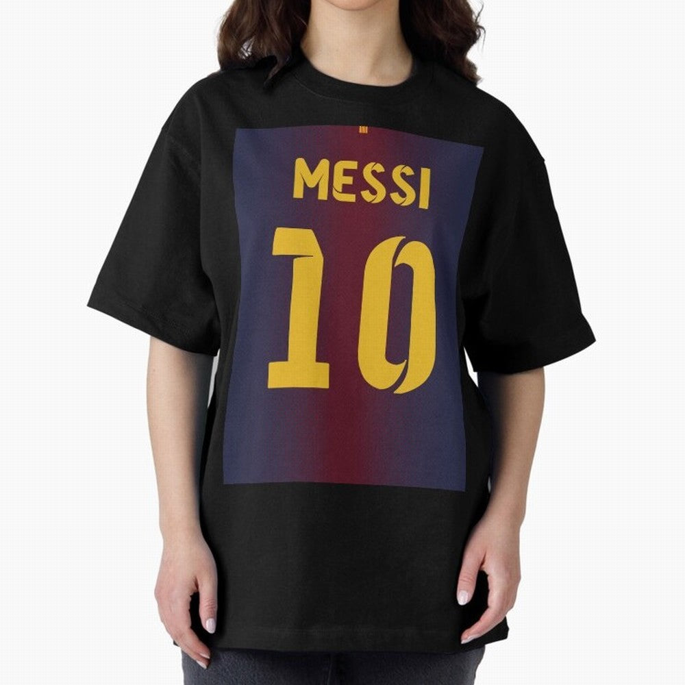 Barcelona 2012 Jersey Messi 10 Oversized T-Shirt Cheer for Match Day Hype around FIFA World Cup 2026, Messi and Cristiano Ronaldo, England and Germany, Championship Spirit, Famous Goals, Roaring Crowds and International Football Unity; Great for