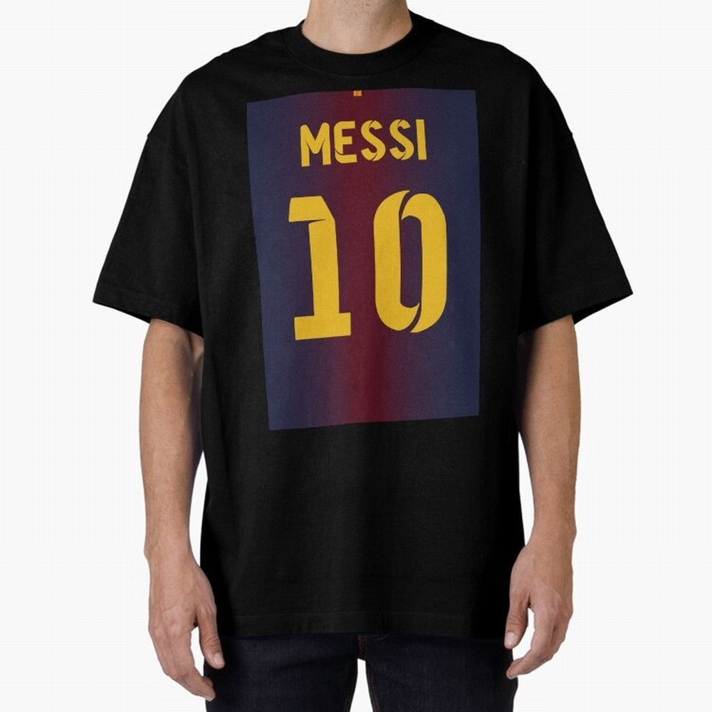 Barcelona 2012 Jersey Messi 10 Oversized T-Shirt Cheer for Match Day Hype around FIFA World Cup 2026, Messi and Cristiano Ronaldo, England and Germany, Championship Spirit, Famous Goals, Roaring Crowds and International Football Unity; Great for