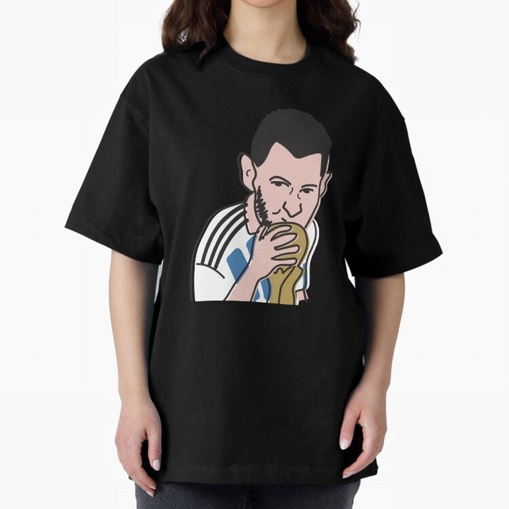 Lionel Messi in Weirdtual Reality Oversized T-Shirt Step into FIFA World Cup 2026 USA Canada Mexico for Fans of Mbappe and England, Bringing Goal Celebration Energy, Supporter Heritage, Football Icons and Worldwide Tournament Joy; Ideal for