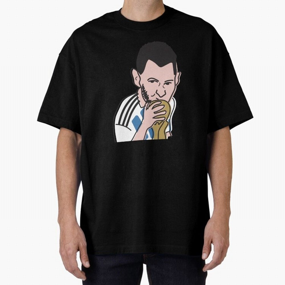 Lionel Messi in Weirdtual Reality Oversized T-Shirt Step into FIFA World Cup 2026 USA Canada Mexico for Fans of Mbappe and England, Bringing Goal Celebration Energy, Supporter Heritage, Football Icons and Worldwide Tournament Joy; Ideal for