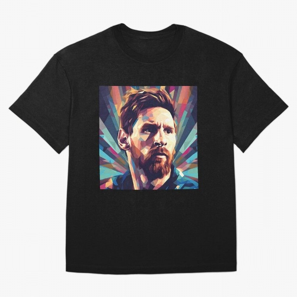 Lionel Messi Portrait Abstract Digital Art, Football Player Classic T-Shirt Bring Global Tournament Vibes to FIFA World Cup 2026 Filled with Cristiano Ronaldo, Brazil, Portugal and Argentina Energy, Fan Favorite Moments, National Team Passion, Big