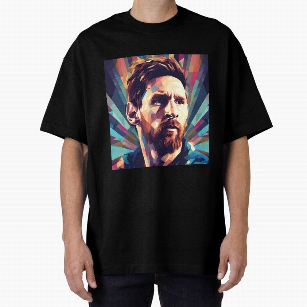 Lionel Messi Portrait Abstract Digital Art, Football Player Classic T-Shirt Bring Global Tournament Vibes to FIFA World Cup 2026 Filled with Cristiano Ronaldo, Brazil, Portugal and Argentina Energy, Fan Favorite Moments, National Team Passion, Big