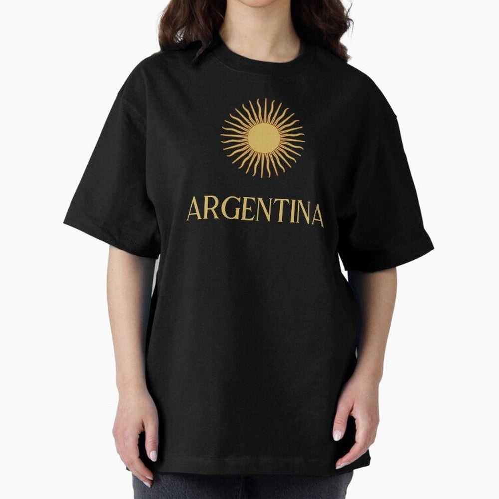 Argentina Gold Oversized T-Shirt Join the FIFA World Cup 2026 Group Stage Journey through Neymar Highlights, Spain Pride, Tournament Hype, Historic Matchups, Family Viewing Parties and Global Sports Pride; Made for Die Hard Supporters, Soccer