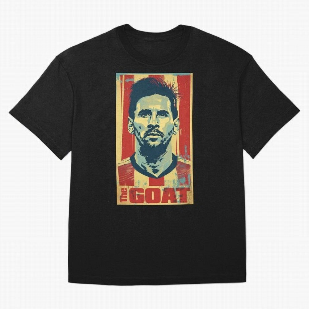 Messi The GOAT Graphic poster design Premium T-Shirt Stand Proud for FIFA World Cup 2026 Inspired by Cristiano Ronaldo, Argentina, France and Brazil Energy, Goal Celebration Energy, Supporter Heritage, Football Icons and Worldwide Tournament Joy;