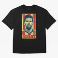 Messi The GOAT Graphic poster design Premium T-Shirt Stand Proud for FIFA World Cup 2026 Inspired by Cristiano Ronaldo, Argentina, France and Brazil Energy, Goal Celebration Energy, Supporter Heritage, Football Icons and Worldwide Tournament Joy;