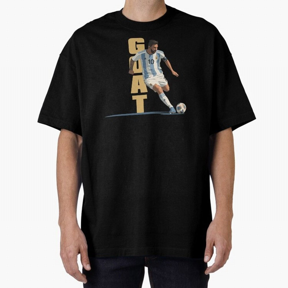 Messi in action GOAT Minimalist Graphic Premium T-Shirt Celebrate Golden Goal Energy in Match Day Hype around FIFA World Cup 2026, Mbappe and Neymar, Brazil, Portugal and Argentina, Stadium Chants, National Pride, Trophy Dreams and Unforgettable