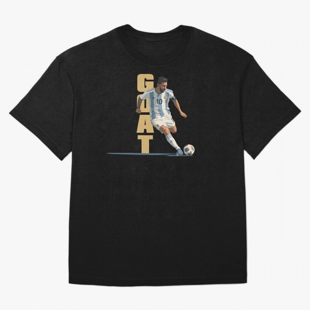 Messi in action GOAT Minimalist Graphic Premium T-Shirt Celebrate Golden Goal Energy in Match Day Hype around FIFA World Cup 2026, Mbappe and Neymar, Brazil, Portugal and Argentina, Stadium Chants, National Pride, Trophy Dreams and Unforgettable