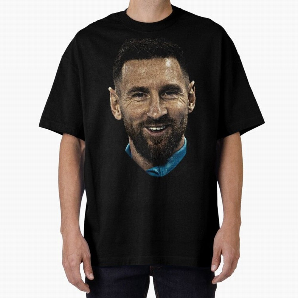 Messi Iconic Smile - Streetwear Style Portrait Premium T-Shirt Relive Legendary Nights from FIFA World Cup 2026 USA Canada Mexico Spirit, Driven by Argentina and Brazil, Messi and Cristiano Ronaldo, Champion Mindset, Group Stage Buzz, Knockout