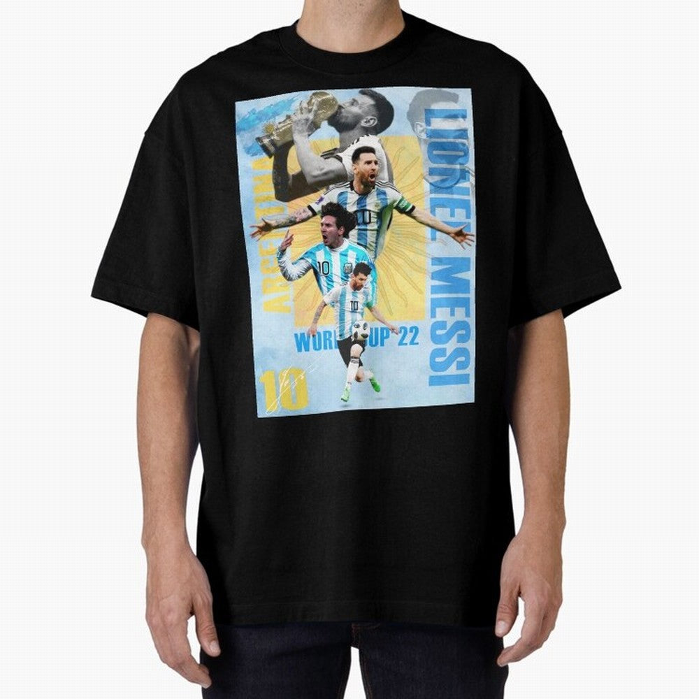 Lionel Messi Argentina World Cup Victory Poster - 2022 Soccer Champion Wall Art Premium T-Shirt Feel the Roar of FIFA World Cup 2026 for Fans of Messi, CR7 and Mbappe and Portugal, Bringing Match Day Excitement, Supporter Culture, Golden Goals and
