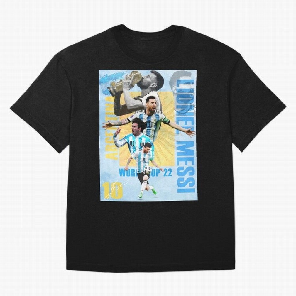 Lionel Messi Argentina World Cup Victory Poster - 2022 Soccer Champion Wall Art Premium T-Shirt Feel the Roar of FIFA World Cup 2026 for Fans of Messi, CR7 and Mbappe and Portugal, Bringing Match Day Excitement, Supporter Culture, Golden Goals and
