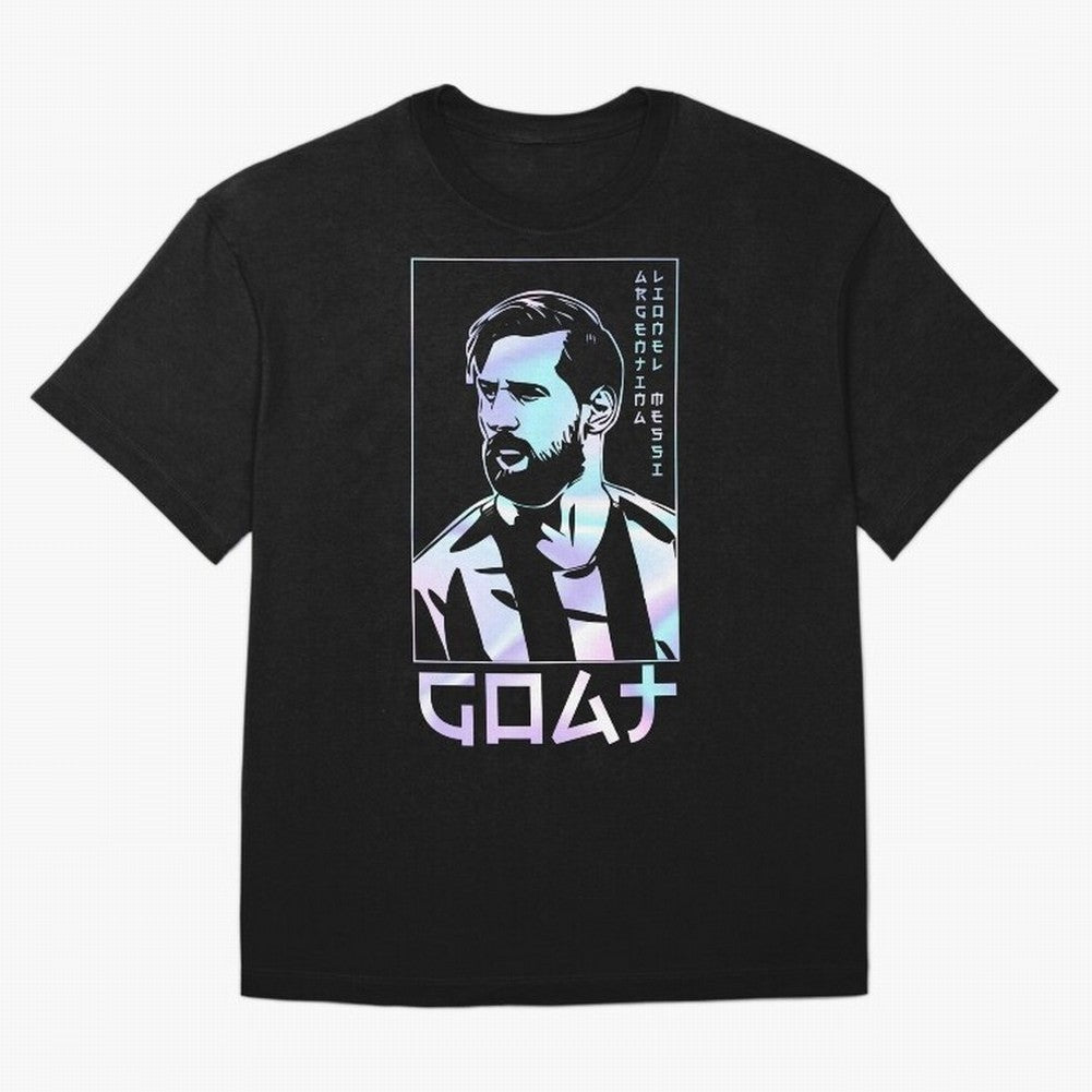Lionel Messi Holographic Style Portrait art illustration Premium T-Shirt Bring Global Tournament Vibes to FIFA World Cup 2026 for Fans of Cristiano Ronaldo and England and Germany, Bringing Classic Soccer Heritage, Championship Pressure, Fan