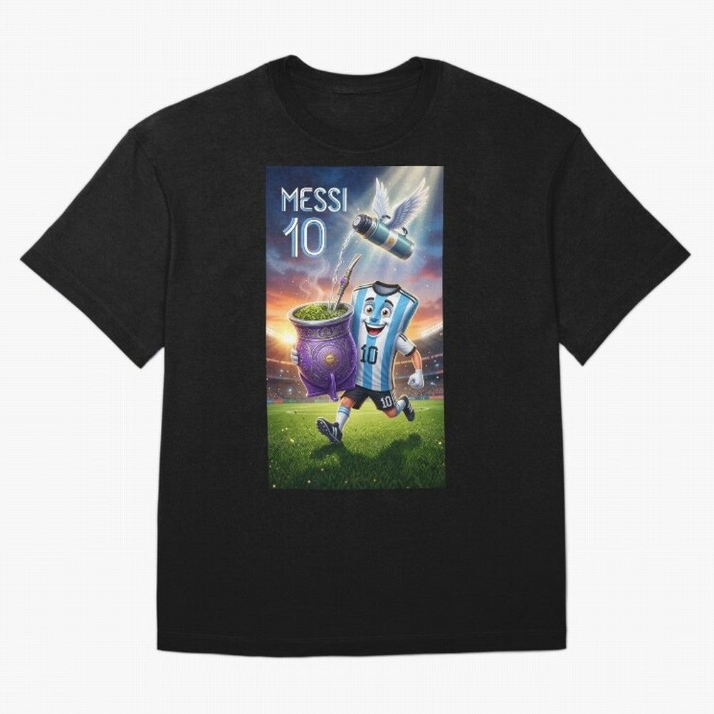 Messi 10 & Mate Magic ¨C The Soul of Argentine Football - Argentina Football Mate Mascot - Messi 10 Soccer Fan Art Oversized T-Shirt Celebrate Classic Football Spirit in the FIFA World Cup 2026 Group Stage Journey through Neymar Highlights,